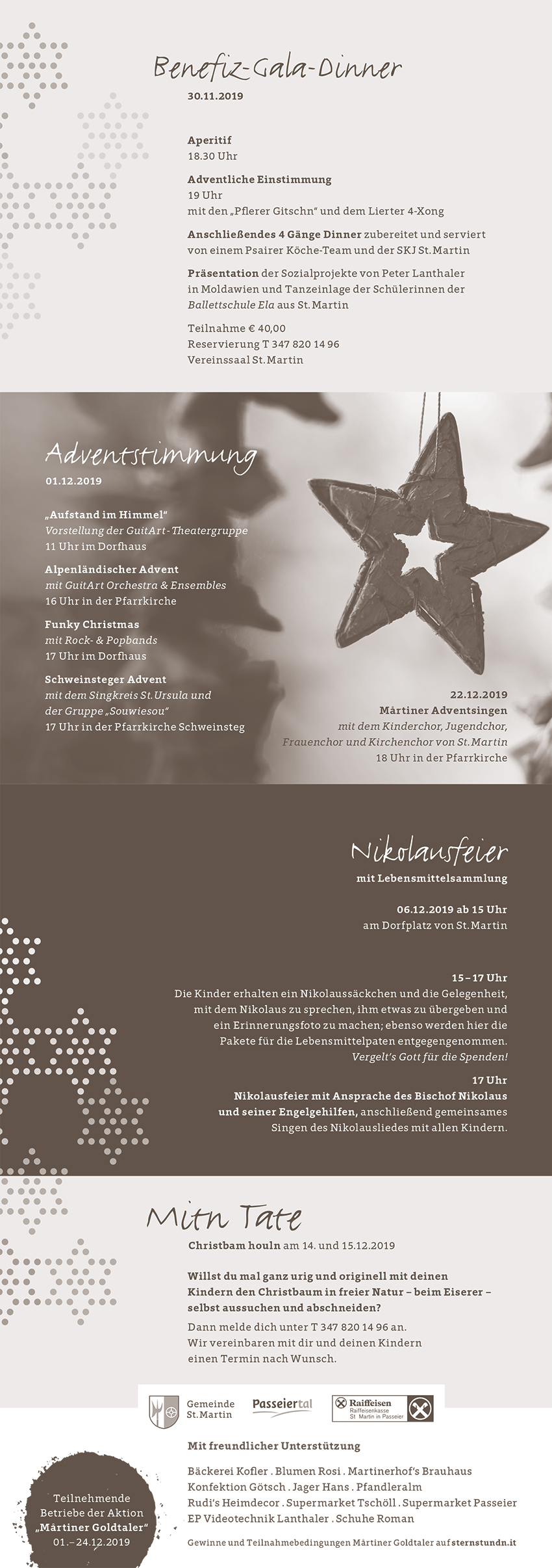 Mårtiner Sternstundn - Ein zauberhaftes Weihnachten in St. Martin in Passeier Mårtiner Sternstundn - Ein zauberhaftes Weihnachten in St. Martin in Passeier